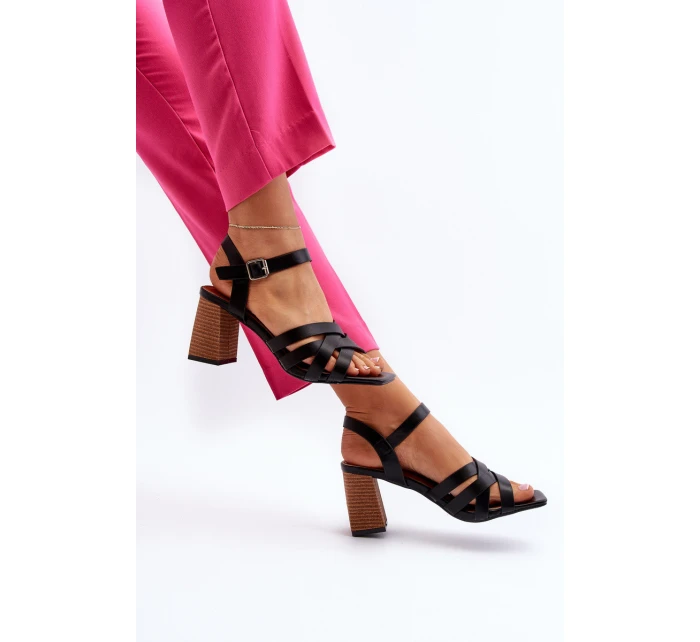 Sandały Damskie Na Słupku Czarne Opifiana Sandały Damskie Na Słupku Czarne Opifiana