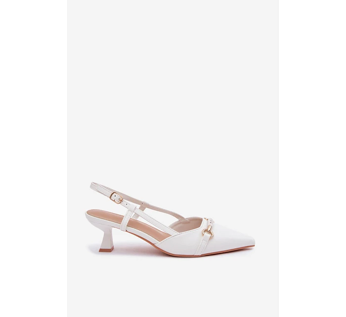 Dámské sandály na podpatku s špičatými špičkami bílé Felessa