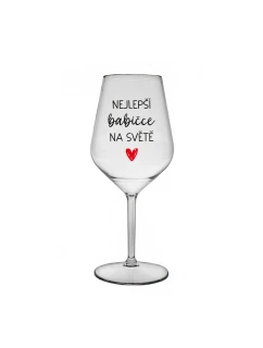 NEJLEPŠÍ BABIČCE NA SVĚTĚ - čirá nerozbitná sklenice na víno 470 ml