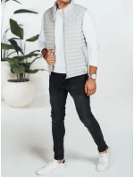 Pánská prošívaná vesta světle šedá model 21991556 - Dstreet