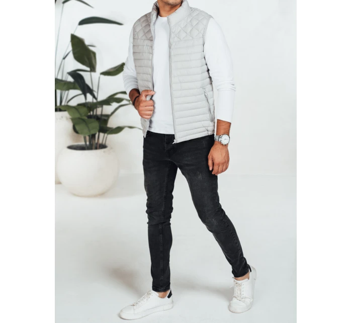 Pánská prošívaná vesta světle šedá model 21991556 - Dstreet