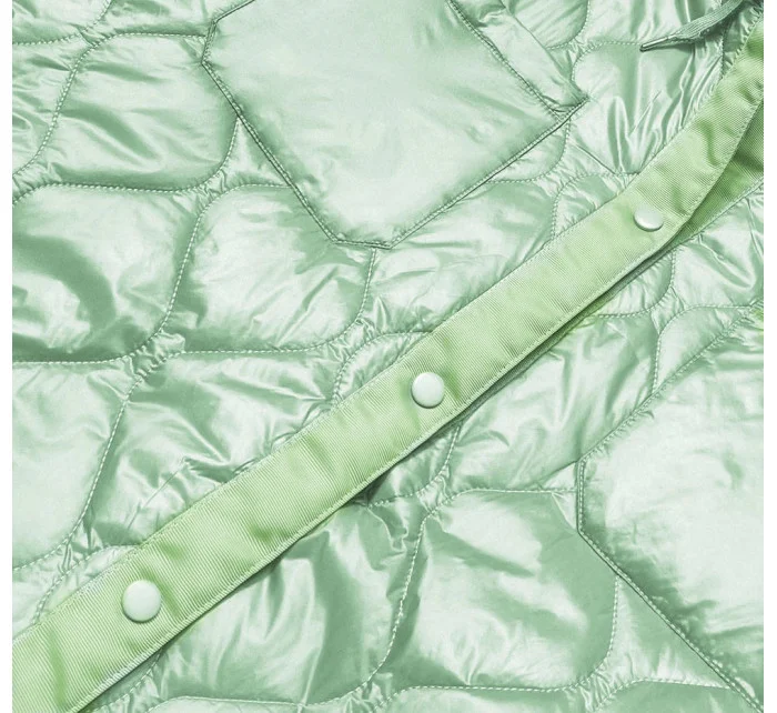 Dámska nadrozmerná prešívaná bunda s kapucňou v mätovej farbe (ag5-010)