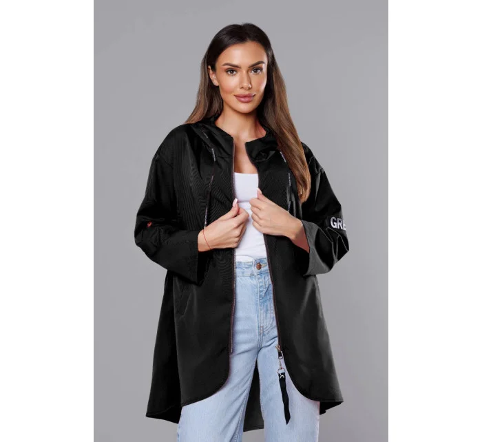 Tenký černý asymetrický dámský přehoz přes oblečení model 18001553 - S'WEST