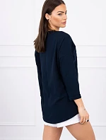 American Girl grafická blúzka námornícka modrá S/M - L/XL