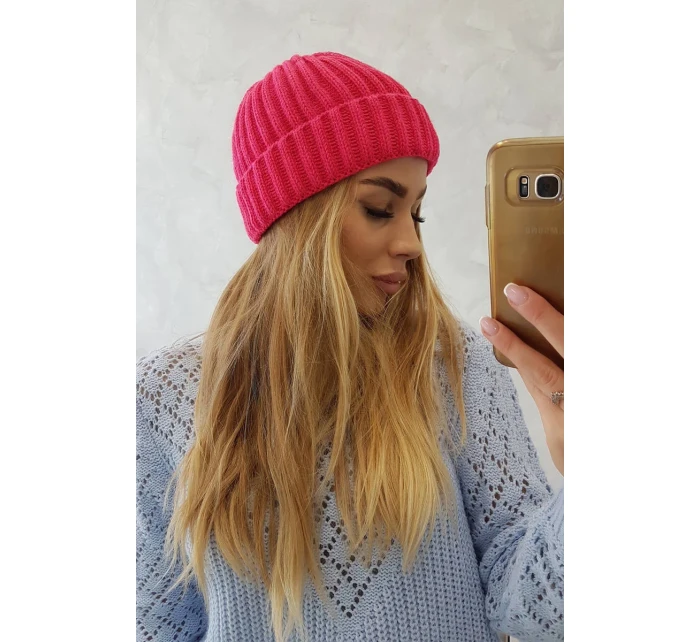 Čiapka s rolovaním Magda K293 fuchsiová