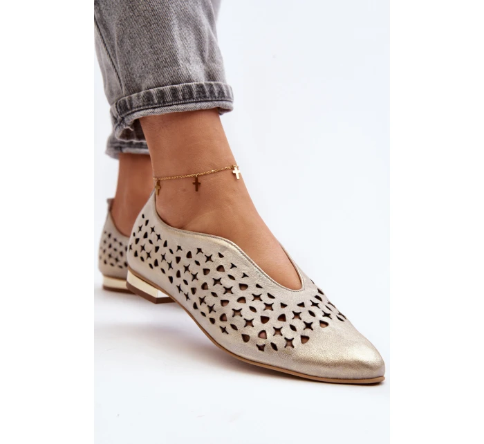 balerínky z přírodní kůže Zlaté model 21646359 - Zazoo