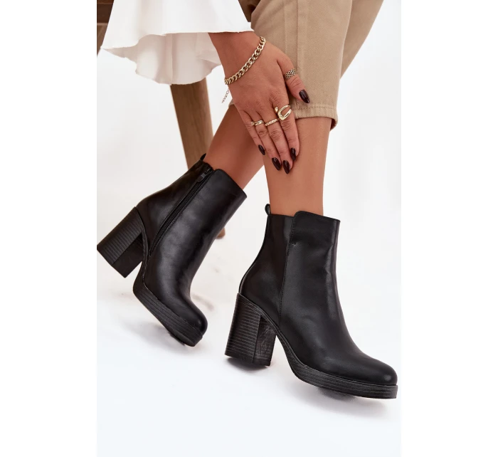 Dámské kozačky na podpatku černé Ryselle