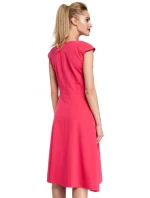 M296 Šaty s obrátenými záhybmi - ecru farba