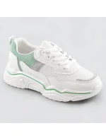 Bielo-mätové dámske sneakersy s brokátovými vsadkami (LU-2)