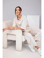 Dámska maslová viskózna mikina a nohavice s tienidlami béžová