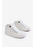 Dziecięce Klasyczne Wysokie Trampki Big Star LL374002 Białe Dziecięce Klasyczne Wysokie Trampki Big Star LL374002 Białe