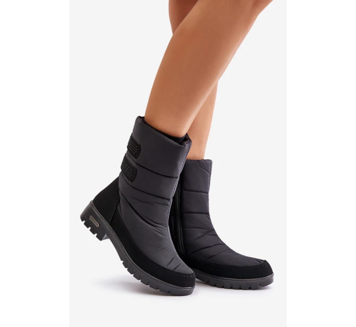 Damskie Śniegowce Na Zamek Progress PROGJ-21-16 Czarne