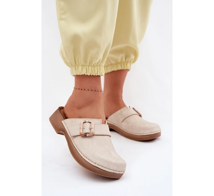 Dámské chodaki s přezkou Inblu TF000003 Světle béžové