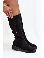 Dámske zateplené čižmy na nízkom podpätku od Delyssa - čierne