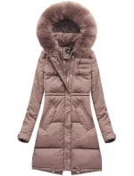 DŁUGA KURTKA DAMSKA ZIMOWA Z KAPTUREM RÓŻ model 21241722 - Libland