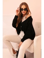 Dámsky sveter s výstrihom do V a gombíkmi čierny