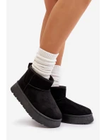 Niskie Śniegowce Damskie Na Platformie Ocieplane Futerkiem Czarne Saldren Niskie Śniegowce Damskie Na Platformie Ocieplane Futerkiem Czarne Saldren