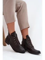 Dámske členkové topánky na nízkom podpätku so zipsom s ozdobou - hnedé Nevalia Dámske členkové topánky na nízkom podpätku so zipsom s ozdobou - hnedé Nevalia