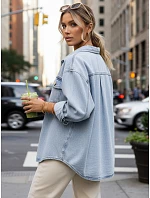 Dámska džínsová košeľová bunda modrá FashionStreet TY5680