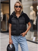 Krótka kamizelka damska pikowana czarna model 22341157 - FashionStreet