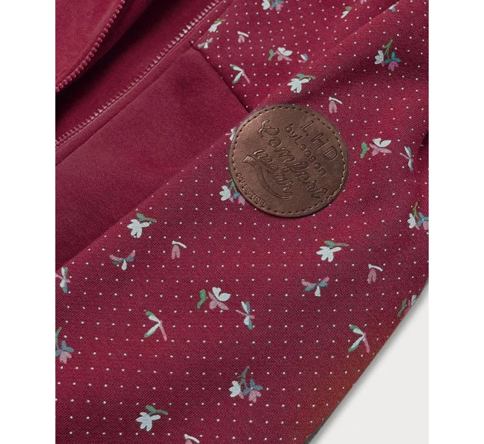 Dámska bordová mikina s kvetmi (AMG828)