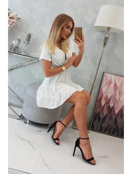 Šaty s obálkovým výstrihom ecru Šaty s obálkovým výstrihom ecru