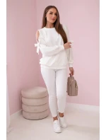 Súprava mikiny s mašľou na rukávoch a legínsov ecru Súprava mikiny s mašľou na rukávoch a legínsov ecru