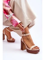 Kožené Sandály Na model 21620454 Platformě Béžové Marina - Boto