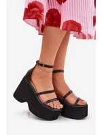 Dámské Sandály Na Masivní Platformě A Klínu Černé model 21688207 - Boto Dámské Sandály Na Masivní Platformě A Klínu Černé model 21688207 - Boto