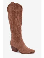 Dámské kozačky typu kovbojky na podpatku camel model 22320991 - Boto Dámské kozačky typu kovbojky na podpatku camel model 22320991 - Boto