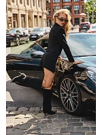 Černé vysoké kozačky s otevřenými a podpatkem model 22321068 - Boto Černé vysoké kozačky s otevřenými a podpatkem model 22321068 - Boto