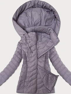 Dámská prošívaná bunda ve světle vřesové barvě s kapucí model 20991157 - J.STYLE