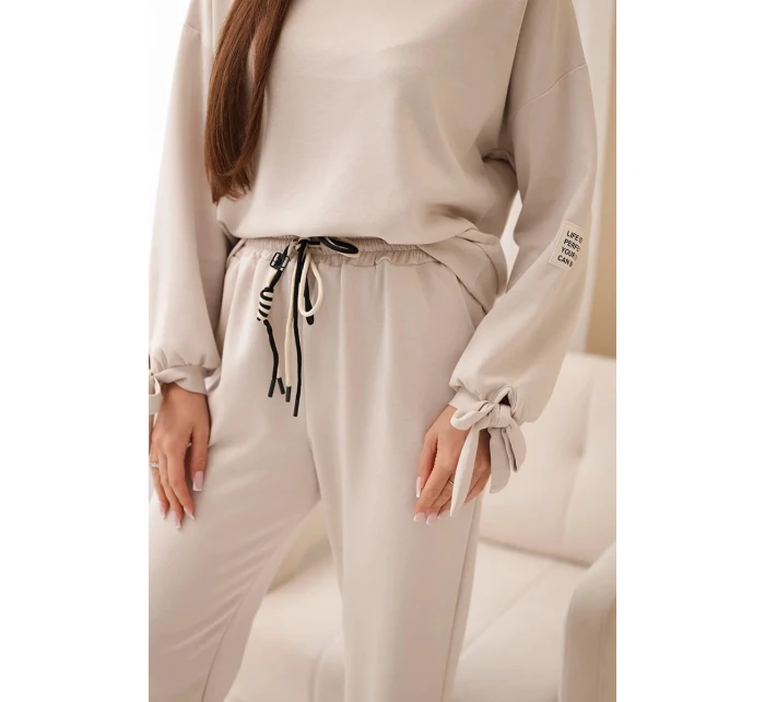 Dámský set z viskózy s mašlemi máslový model 22103428 - K-Fashion