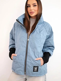 Dámská jarní prošívaná bunda s ozdobnou a zipem model 22040180 - K-Fashion
