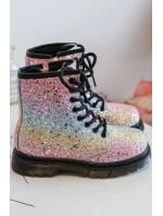 Dziecięce Brokatowe Botki Ocieplane z Suwakiem Multikolor Saussa Dziecięce Brokatowe Botki Ocieplane z Suwakiem Multikolor Saussa