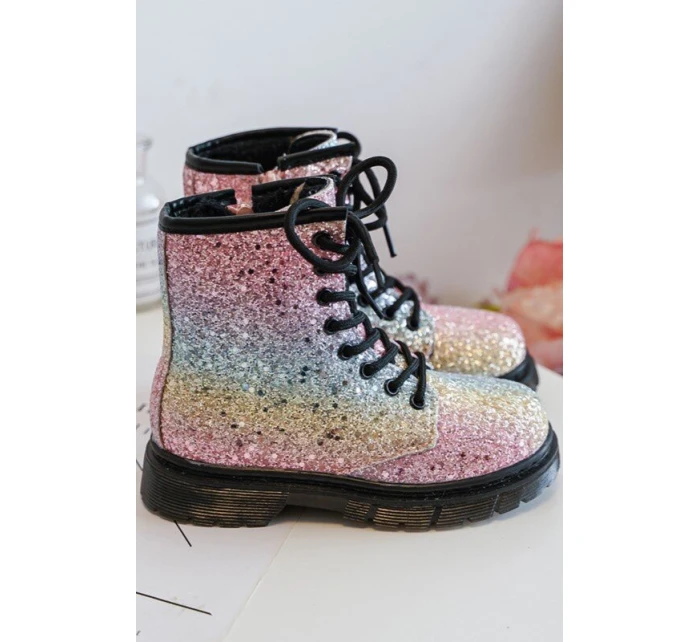 Dziecięce Brokatowe Botki Ocieplane z Suwakiem Multikolor Saussa Dziecięce Brokatowe Botki Ocieplane z Suwakiem Multikolor Saussa