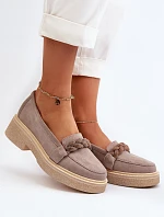 Zazoo 3429/W Damskie Zamszowe Mokasyny Z Ozdobą Cappuccino