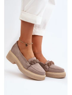 Zazoo 3429/W Damskie Zamszowe Mokasyny Z Ozdobą Cappuccino