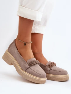 Zazoo 3429/W Damskie Zamszowe Mokasyny Z Ozdobą Cappuccino