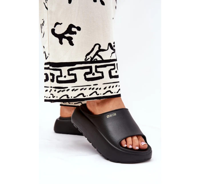 Piankowe Klapki Damskie Na Platformie Big Star RR274A567 Czarne Piankowe Klapki Damskie Na Platformie Big Star RR274A567 Czarne