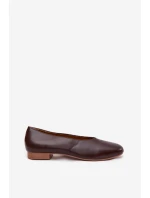 Dámské baleríny z eko kůže na plochém podpatku hnědé model 21710660 - Boto