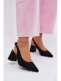 Materiálové Sandály na Podpatku Černé Elissea