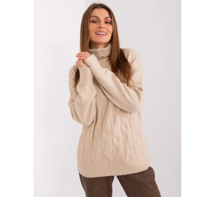 Sweter AT SW model 19157893 beżowy - FPrice Sweter AT SW model 19157893 beżowy - FPrice