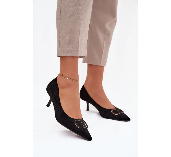 Dámske lodičky s ozdobnými detailmi Amelora - čierne Dámske lodičky s ozdobnými detailmi Amelora - čierne