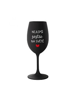 THE BEST SISTER IN THE WORLD - čierny pohár na víno 350 ml