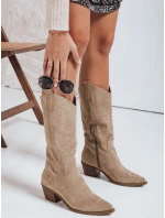 Dámske kovbojské topánky béžové Dstreet ZY1091