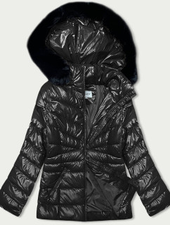 Čierna dámska prešívaná zimná bunda (V776G)