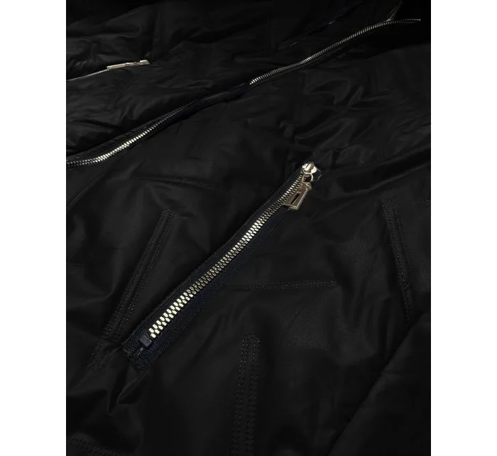 Ľahká čierna dámska bunda s odnímateľnou kapucňou S'West (B8371-1)