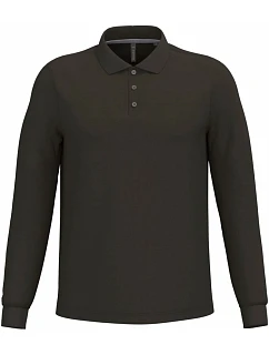 Kariban K 243 Pánske piqué polo s dlhým rukávom 20.K243 tmavá khaki