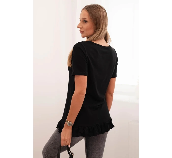 Dámska blúzka s volánom dole čierna
